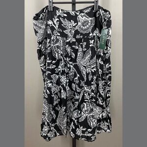 NEW Ralph Lauren LRL Skirt Womens Large black white floral boho classic preppy